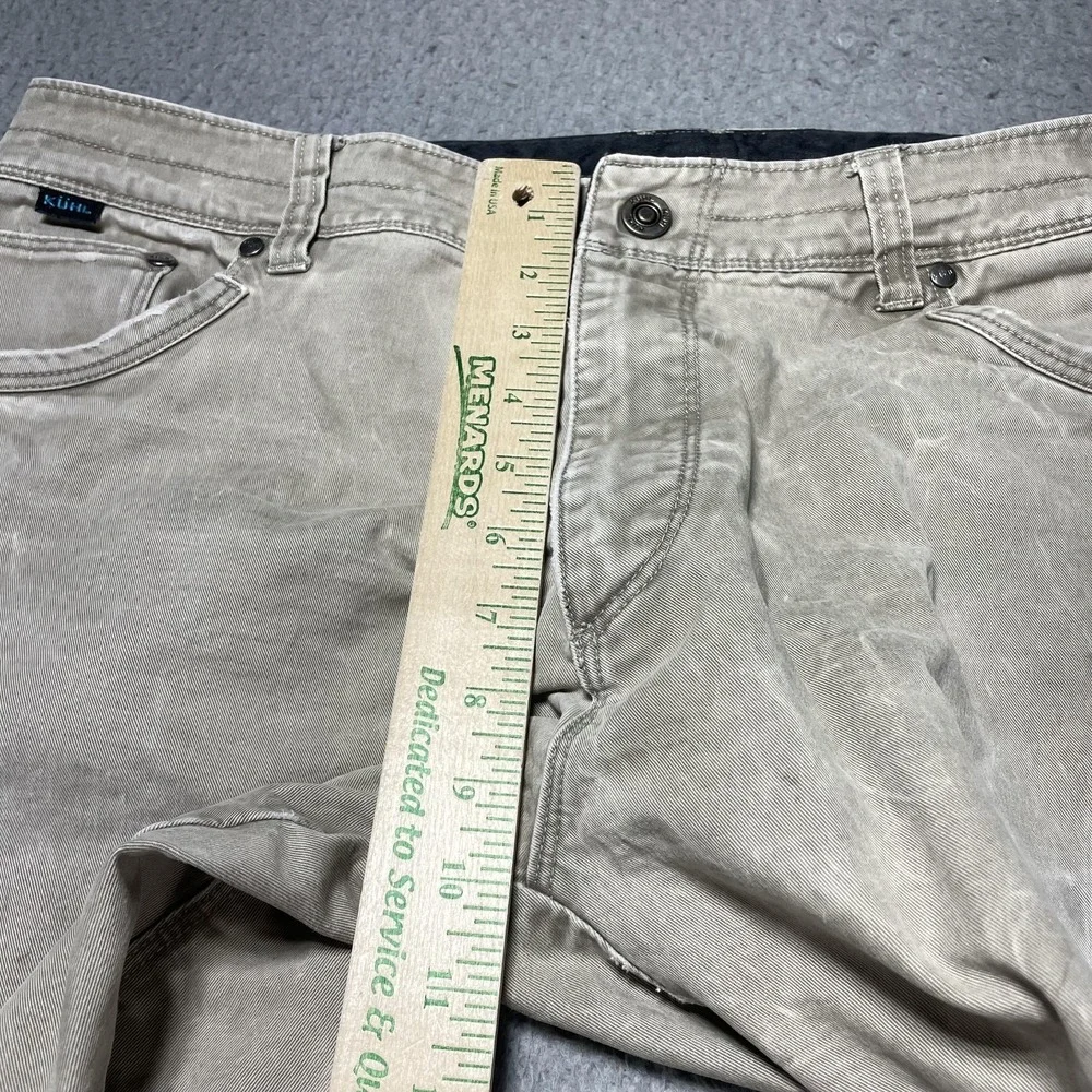 Kuhl Rydr Pants Mens 36x31 Beige Canvas Relaxed Fit Workwear Heavily Distressed